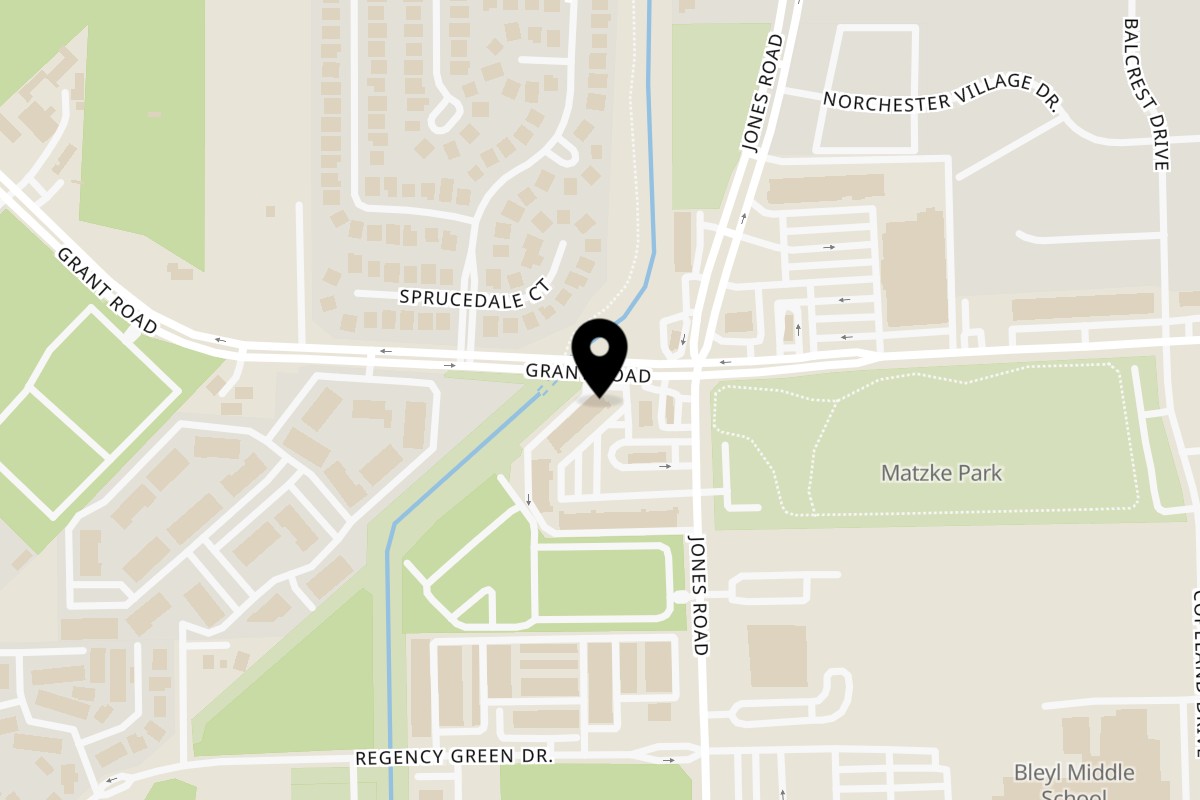 Map showing the location of Cypress Sunrise Café on 13251 Jones Rd in Houston